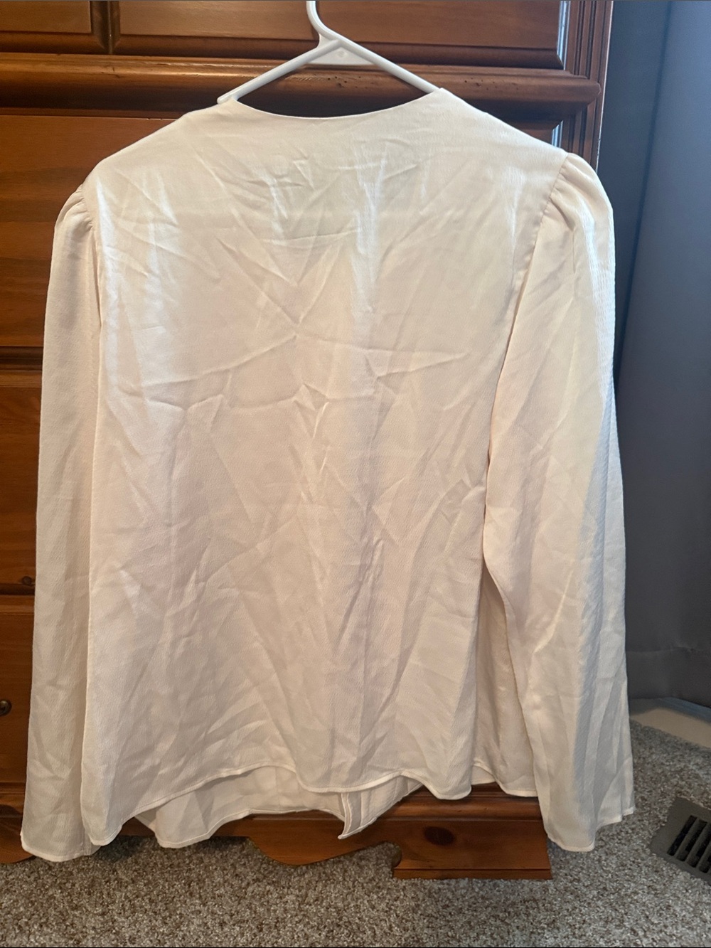 Express Pale Cream Ruffle Pintuck Blouse - Picture 4 of 5